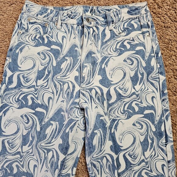 Adika Jeans Womens 30x28 Blue High Rise Straight Cotton Denim Swirl Print - Picture 3 of 9